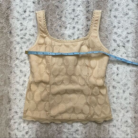 [s] Laura Petite | Vintage Lacey Boho Scoop Neck Tank Top In Custard Beige - Picture 5 of 7